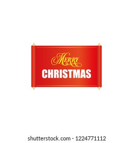 Merry Christmas Scroll red. realistic paper banners. Banner with a congratulation. Vector illustration.Merry christmas on a red scroll.