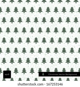 Merry christmas seamless background pattern. Vector illustration for web page backgrounds, postcards, greeting cards, invitations, pattern fills, surface textures. With christmas tree.