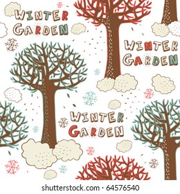 Merry Christmas, seamless background with tree