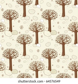 Merry Christmas, seamless background with tree