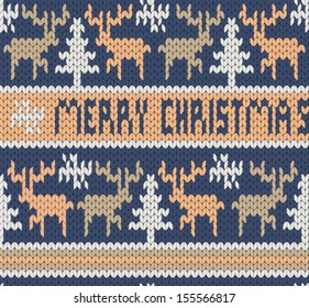 MERRY CHRISTMAS / Seamless greeting card with deer