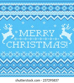 Merry Christmas seamless knitted pattern with deers / Vector illustration