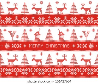 Merry christmas. Seamless nordic pattern. Vector illustration. 