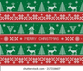 Merry Christmas. Seamless Nordic pattern. Vector illustration.