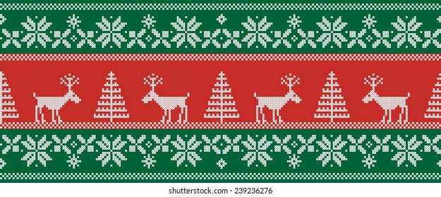 Merry Christmas. Seamless nordic pattern. Vector illustration.