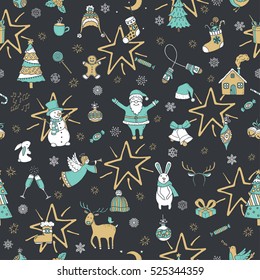 Merry Christmas seamless pattern.