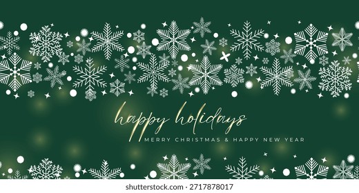 Merry Christmas seamless pattern background greetings template. Empty space with snowflakes and gifts. Merry Christmas card for Banner website and greetings.