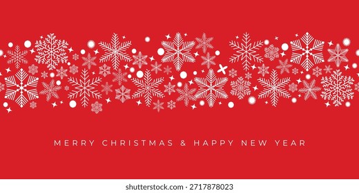 Feliz Navidades sin patrón de fondo saludos Plantilla. Espacio vacío con copos de nieve y regalos. Tarjeta de Feliz Navidad para el Sitio web de Anuncio y saludos.