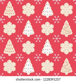 merry christmas seamless pattern background,gingerbread pattern,happy holiday illustration