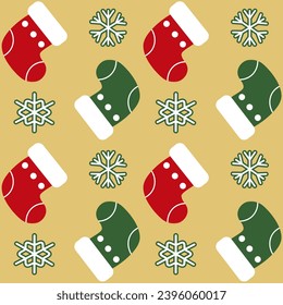 Feliz Navidad, Navidad sin costuras.
Hermosa decoración de Año Nuevo con personajes de Navidad. Panorámica. Ilustración vectorial.