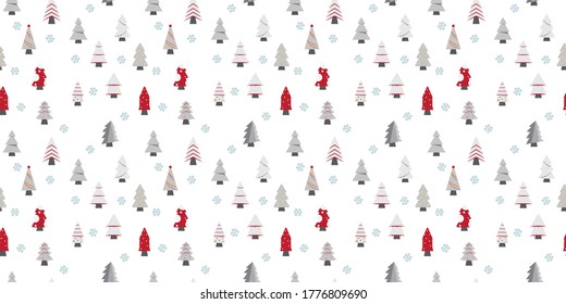 Merry christmas seamless pattern. Christmas-tree on white background.	
