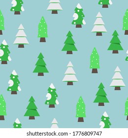 Merry christmas seamless pattern. Christmas-tree on blue background.	
