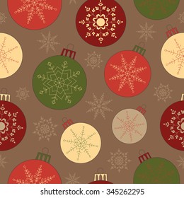 Merry Christmas seamless pattern with Christmas decorations