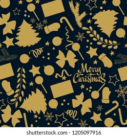 Merry Christmas seamless pattern with Christmas elements for your design.