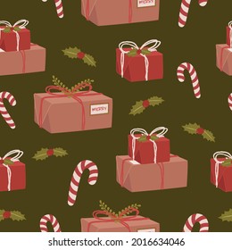 Merry christmas seamless pattern for fabric, linen, textile and wallpaper