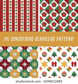 Fröhliche Weihnachten nahtloses Muster | Feierlicher grafischer Hintergrund für Stoff, Umhüllungspapier und Textildesign