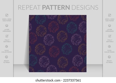 Merry Christmas seamless pattern with geometric motifs. Snowflakes with different ornaments.