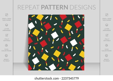 Merry Christmas seamless pattern with geometric motifs. Snowflakes with different ornaments.