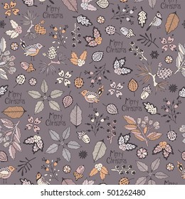 Merry Christmas seamless pattern. Hand drawing.
