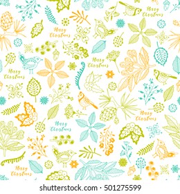Merry Christmas seamless pattern. Hand drawing.