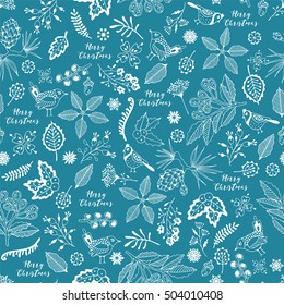 Merry Christmas seamless pattern. Hand drawing.