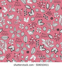 Merry Christmas seamless pattern. Hand drawing.