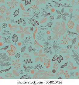 Merry Christmas seamless pattern. Hand drawing.