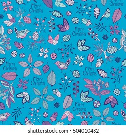 Merry Christmas seamless pattern. Hand drawing.