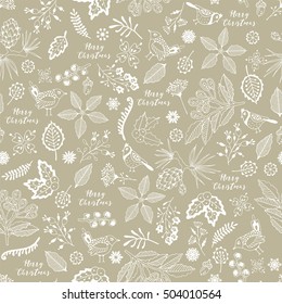 Merry Christmas seamless pattern. Hand drawing.