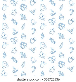 Merry Christmas seamless pattern. Happy new year ornament. Winter holiday background. Vector