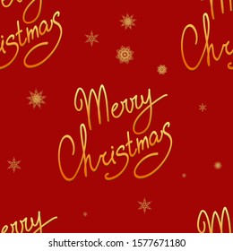 Merry Christmas seamless pattern. Lettering design. Hand lettering Merry Christmas. Suitable for New Year, Christmas, winter design, postcard, print, banner, background. Vector text.