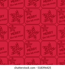 Merry Christmas. Seamless pattern. Snowflake hand drawing. Bright red color.