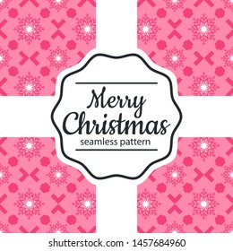 Merry Christmas!
Seamless pattern of snowflakes and rhombuses on a pink background.