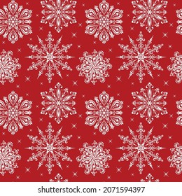 Frohe Weihnachten nahtloses Muster mit Schneeflocken. Tagesverpackungspapier. Schneeflocke Vektorgrafik. 