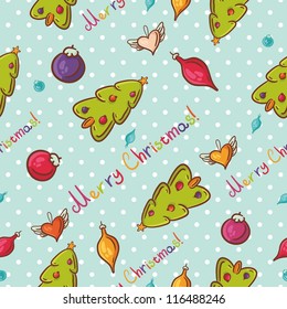 Merry Christmas seamless pattern with tree