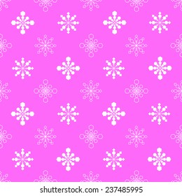 Merry Christmas! seamless pattern with typical Christmas motif in pink with snowflakes. 