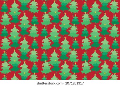 Merry Christmas seamless pattern with various pine tree