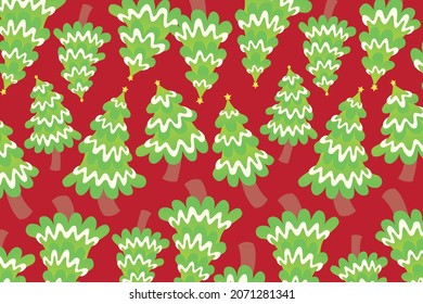 Merry Christmas seamless pattern with various pine tree