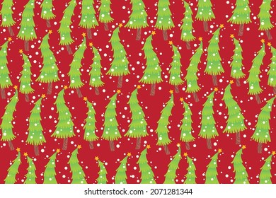 Merry Christmas seamless pattern with various pine tree