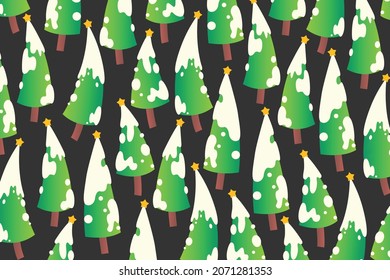 Merry Christmas seamless pattern with various pine tree