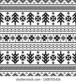 Merry Christmas Seamless Pattern Vector. Xmas Aztec shape and geometry design tribal.