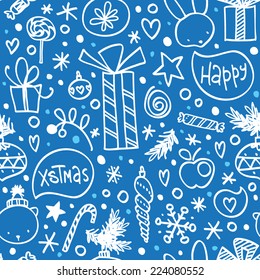 Merry Christmas seamless pattern. Vector background.