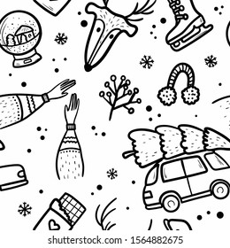 Merry Christmas seamless pattern for your design. Vector illustration