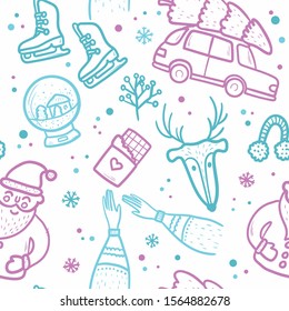 Merry Christmas seamless pattern for your design. Vector illustration