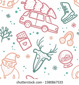 Merry Christmas seamless pattern for your design. Vector illustration