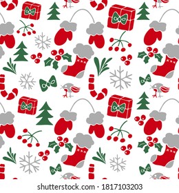 Merry Christmas. Seamless patterns. New year background