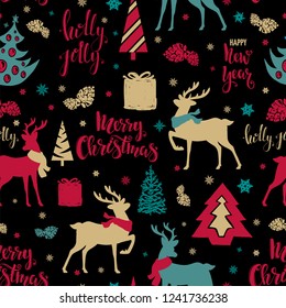 Merry Christmas Seamless Pattern.Vector illustration.