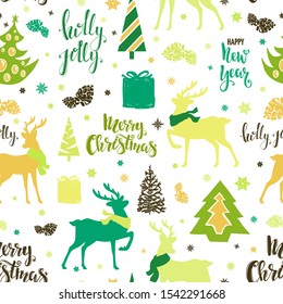 Merry Christmas seamless pattern.Vector illustration.