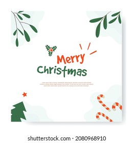 Merry Christmas Season Greeting Card Invitation with playfull hand drawn style design vector