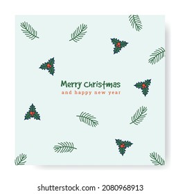 Merry Christmas Season Greeting Card Invitation with playfull hand drawn style design vector